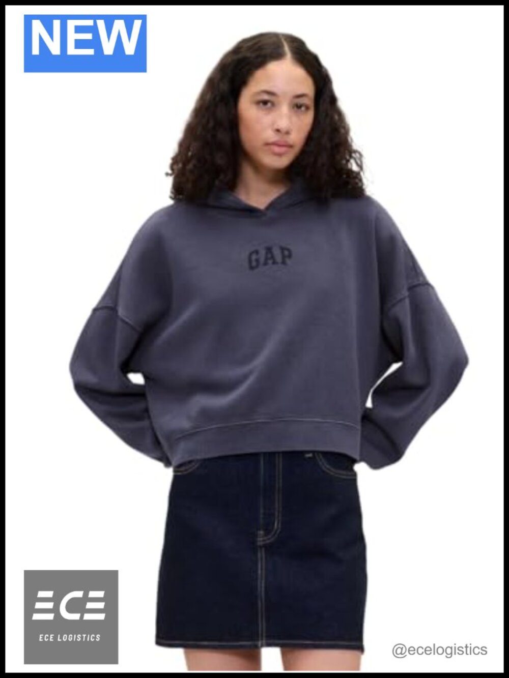 Logo Hoodie Hooded Pull-On Sweatshirt Soft Cotton Blend Regular Fit Crew Neck
